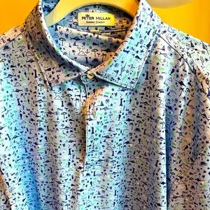 Peter Millar Vinnings Beach Print Performance Shirt M